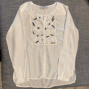 Loft White Embroidered Blouse